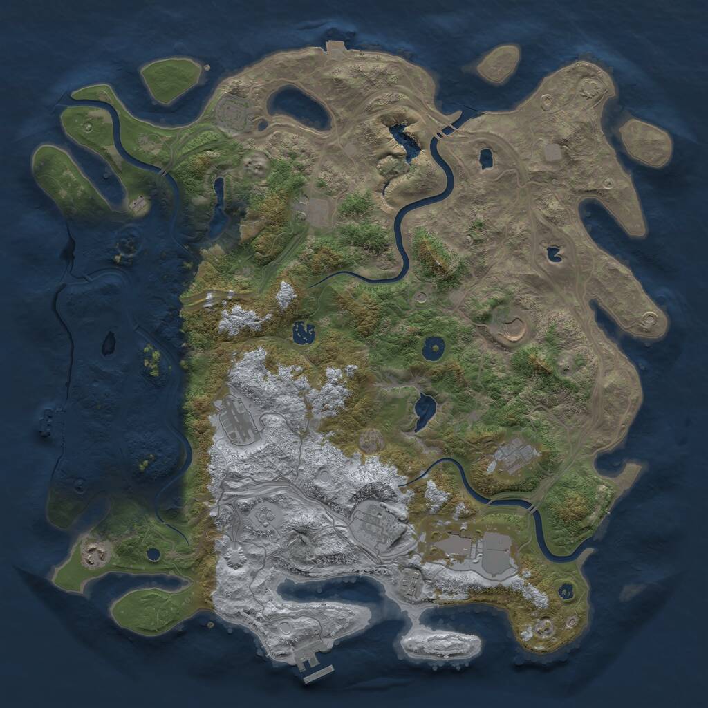 Rust Map: Procedural Map, Size: 4500, Seed: 955129013, 16 Monuments