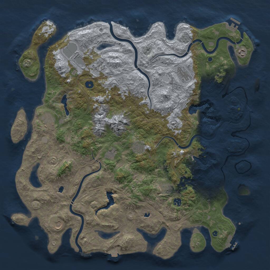 Rust Map: Procedural Map, Size: 5000, Seed: 42861, 17 Monuments