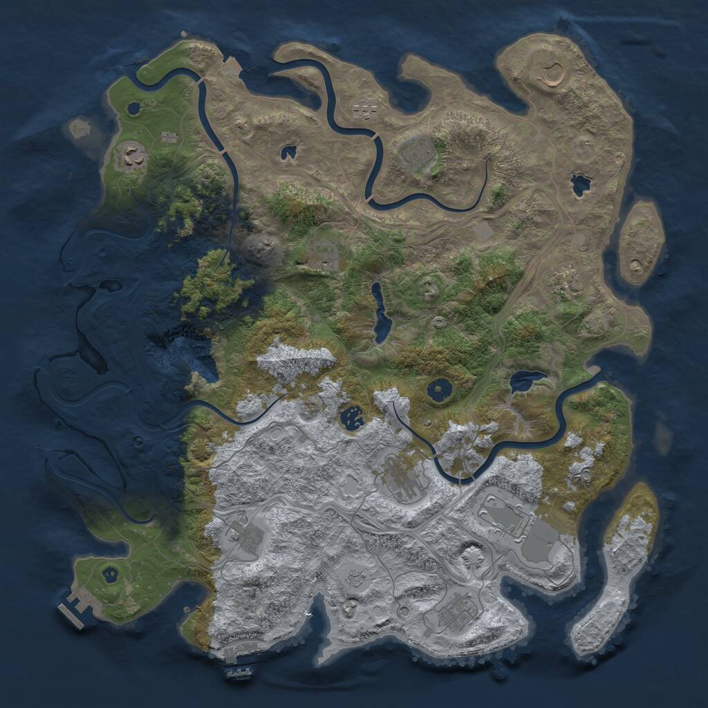 Rust Map: Procedural Map, Size: 4500, Seed: 398984912, 17 Monuments