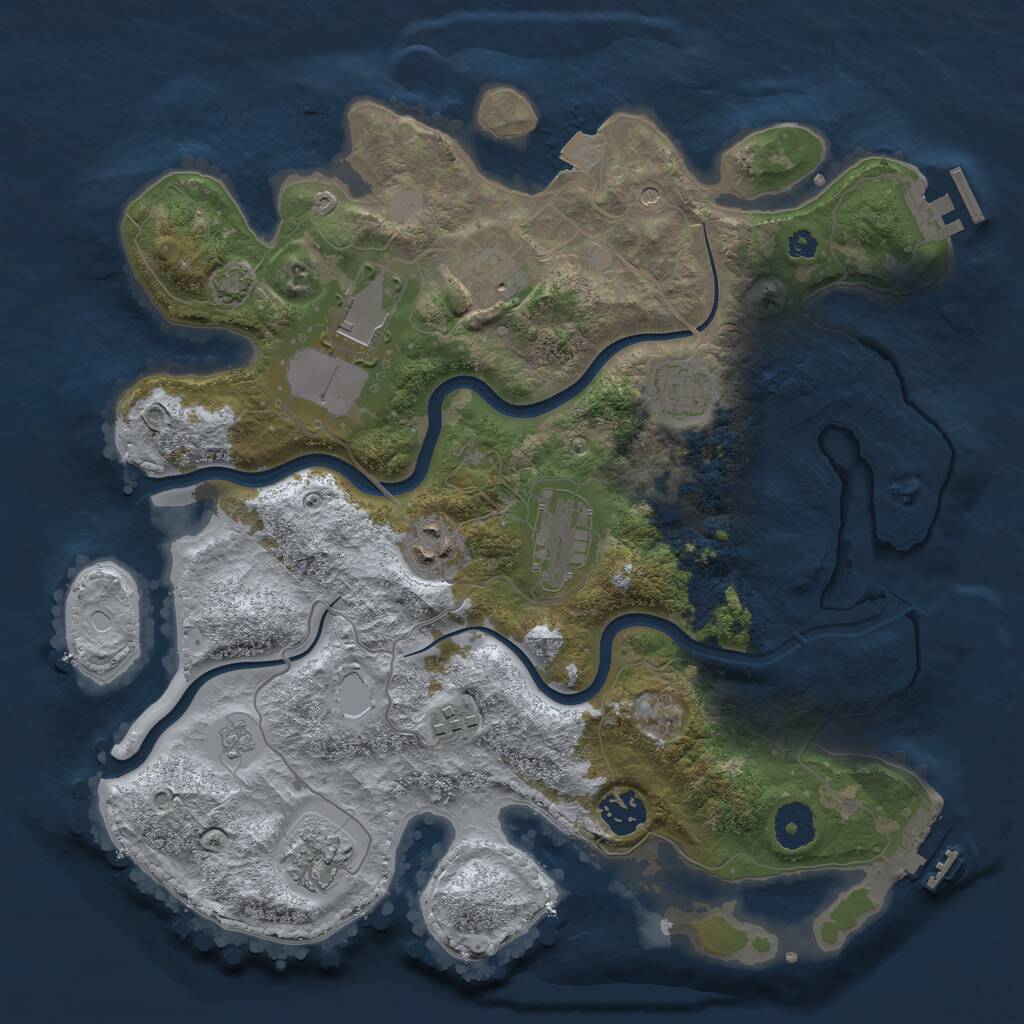 Rust Map: Procedural Map, Size: 3500, Seed: 430035486, 14 Monuments