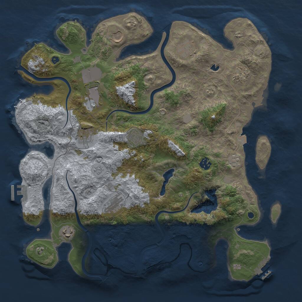Rust Map: Procedural Map, Size: 4000, Seed: 1283430038, 16 Monuments