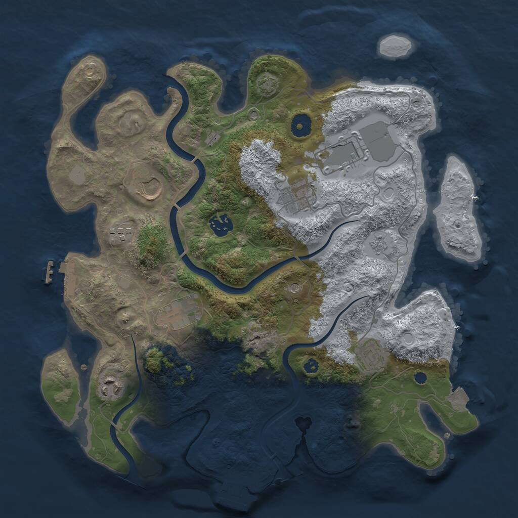 Rust Map: Procedural Map, Size: 3500, Seed: 311547729, 14 Monuments