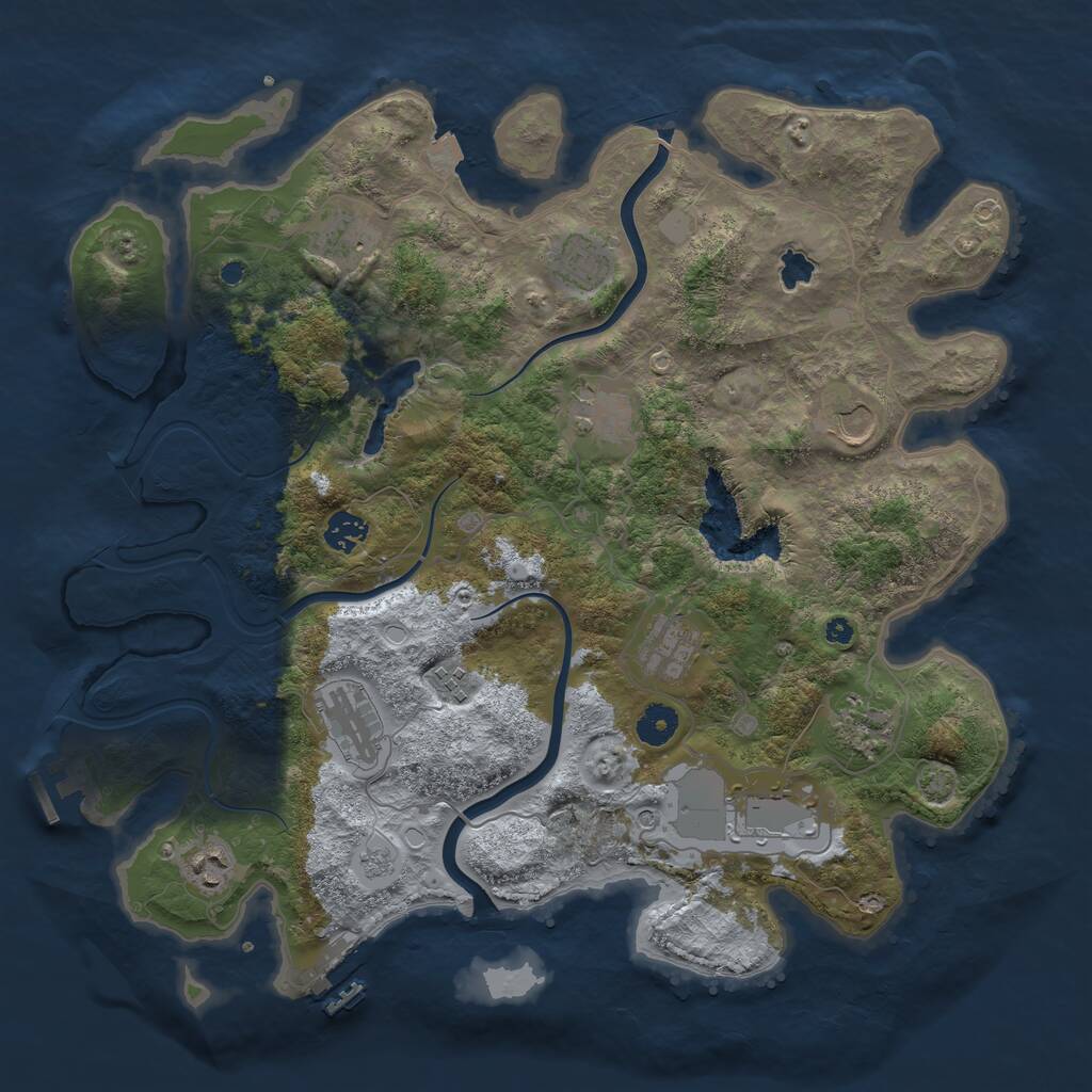 Rust Map: Procedural Map, Size: 4000, Seed: 88626501, 17 Monuments