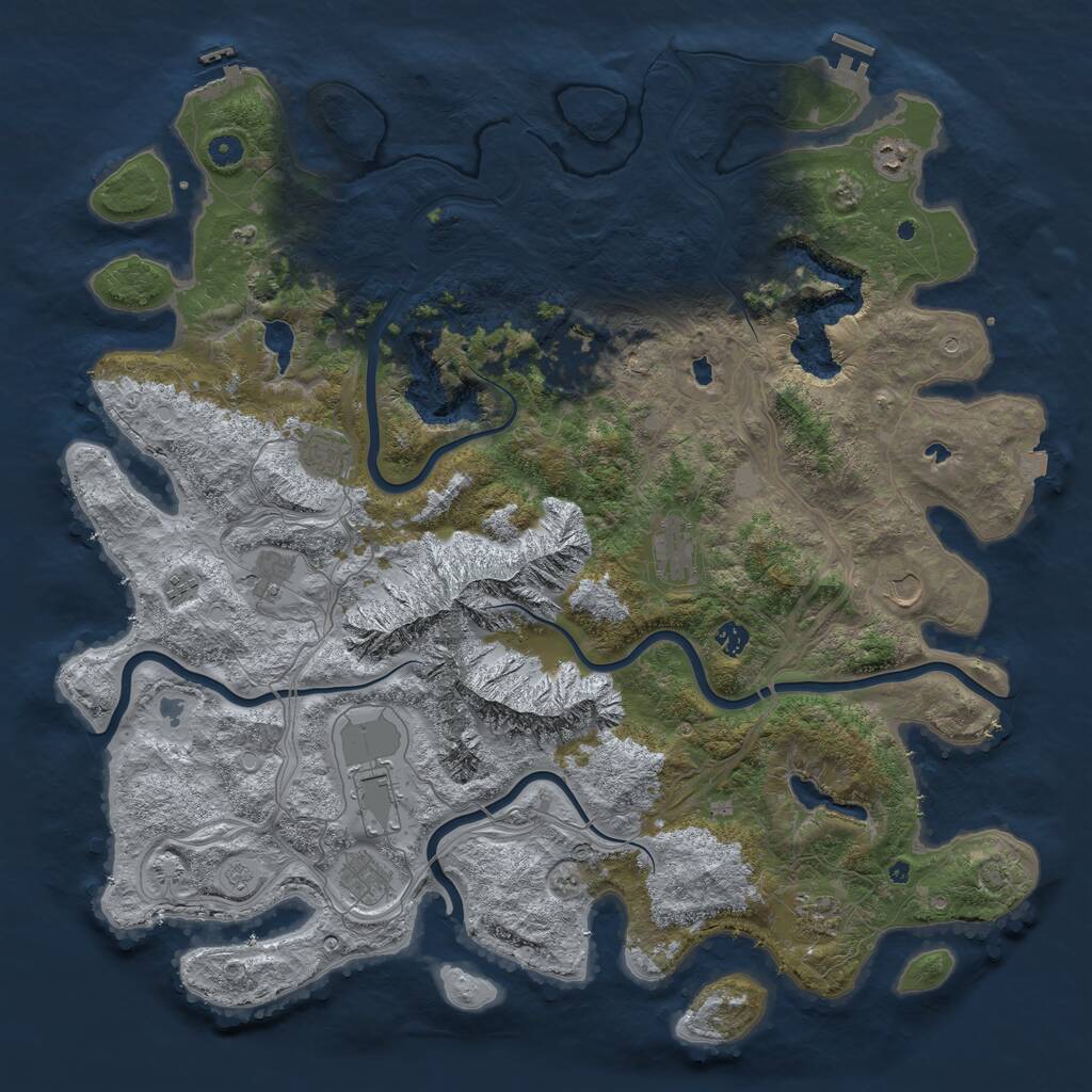 Rust Map: Procedural Map, Size: 5000, Seed: 4303665, 17 Monuments