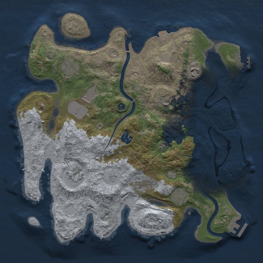 Rust Map: Procedural Map, Size: 3500, Seed: 1138660185, 15 Monuments