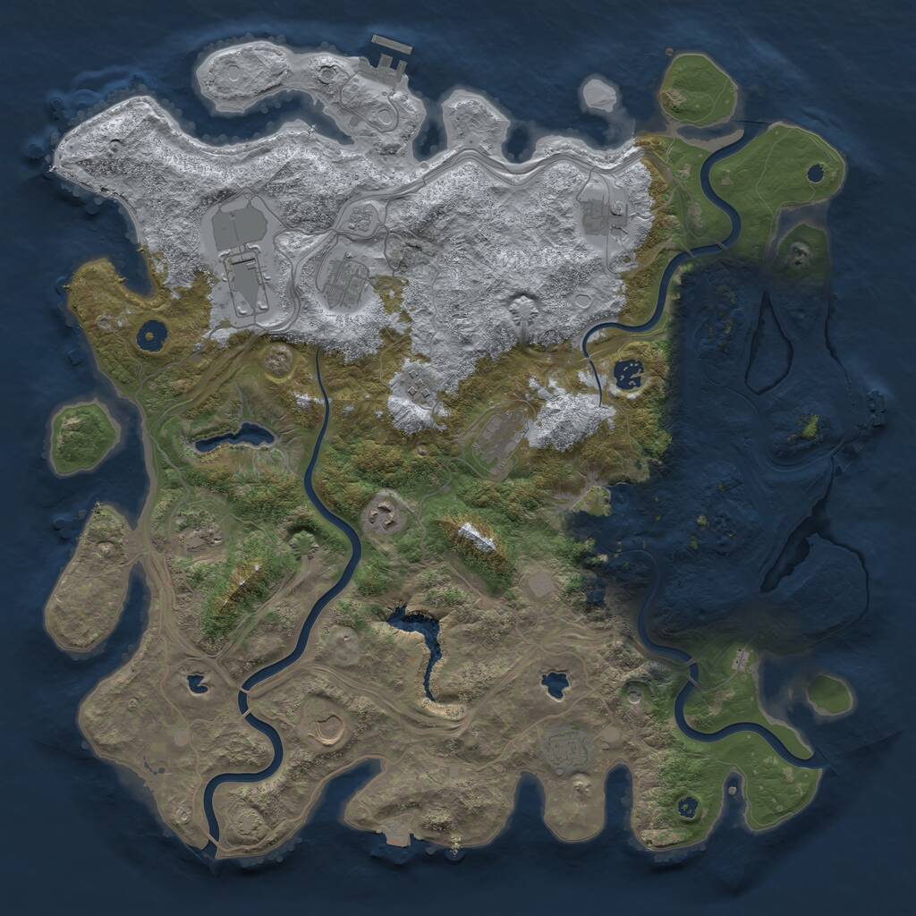 Rust Map: Procedural Map, Size: 4500, Seed: 409498115, 16 Monuments