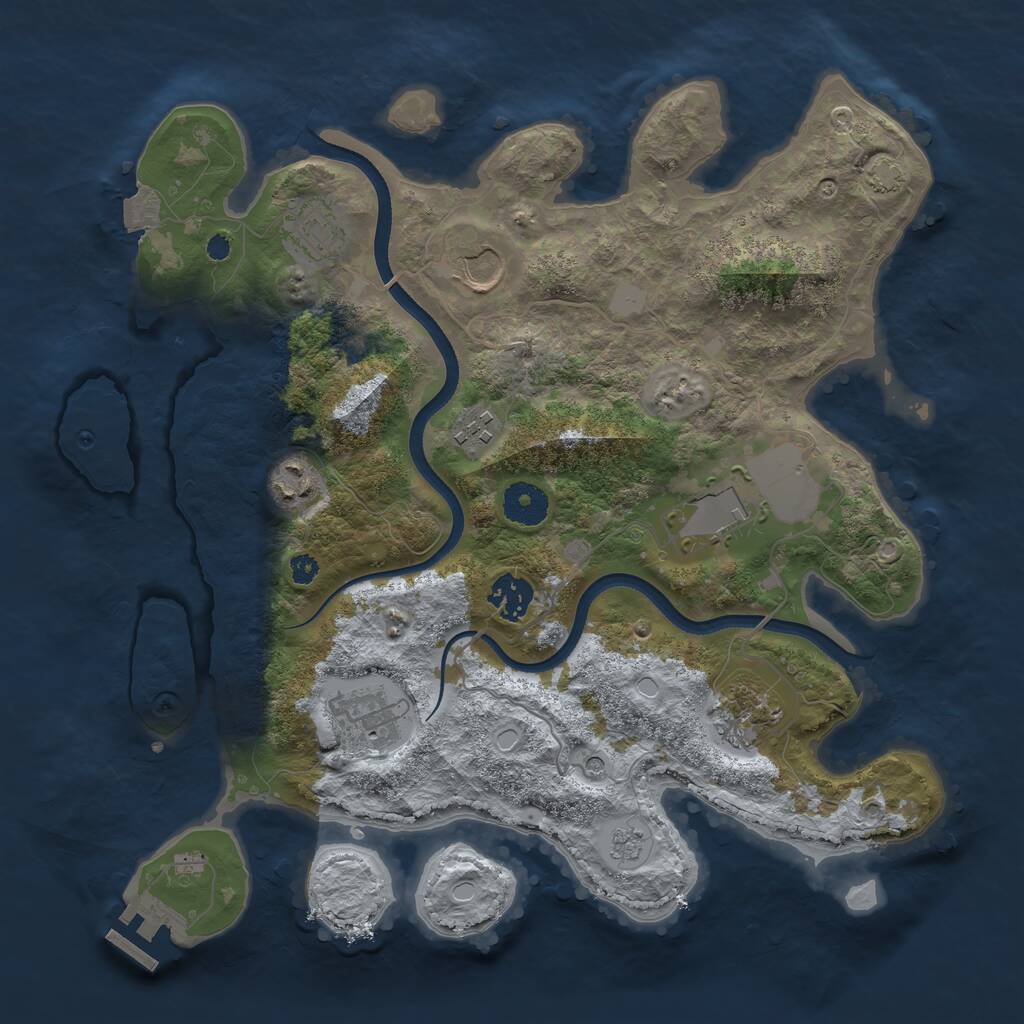 Rust Map: Procedural Map, Size: 3500, Seed: 102651675, 13 Monuments
