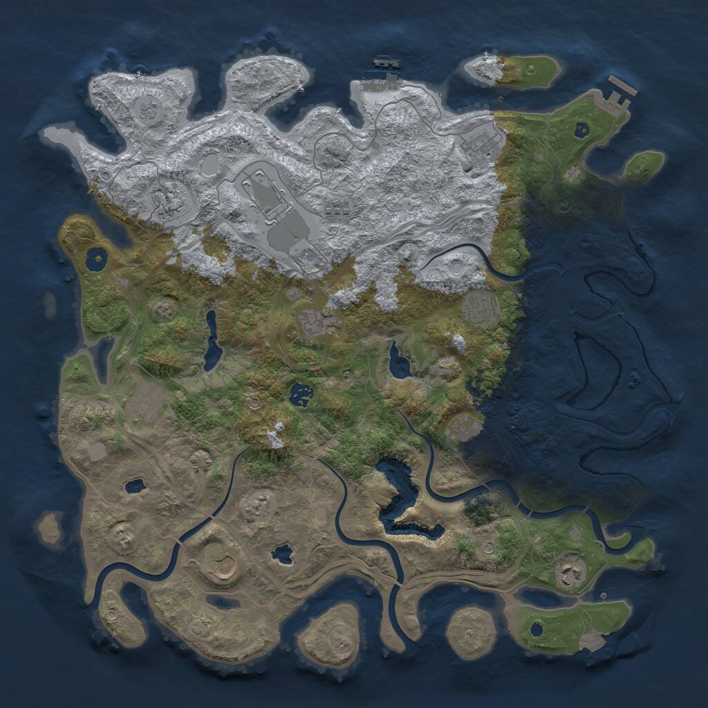 Rust Map: Procedural Map, Size: 4500, Seed: 938347229, 17 Monuments