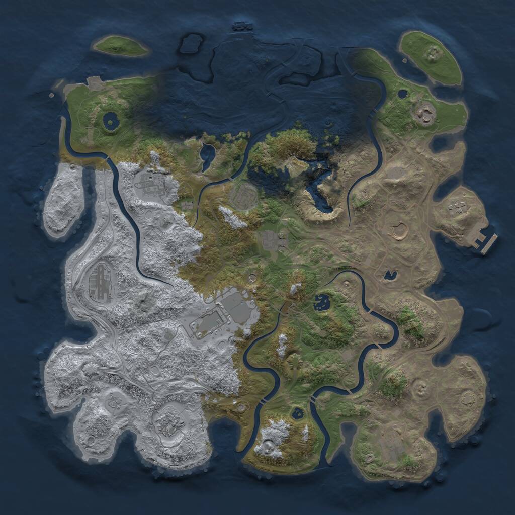 Rust Map: Procedural Map, Size: 4450, Seed: 1918145574, 17 Monuments