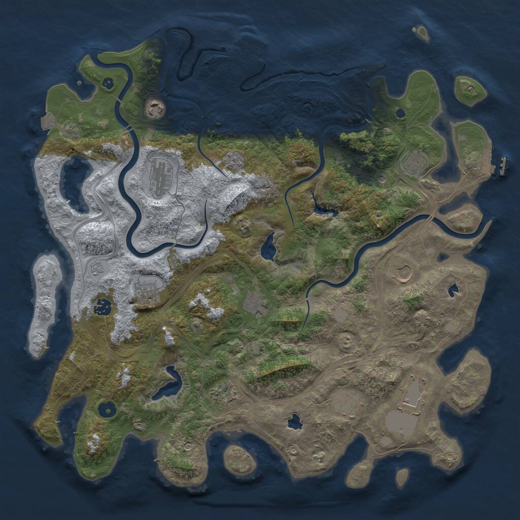 Rust Map: Procedural Map, Size: 4500, Seed: 1837163244, 17 Monuments