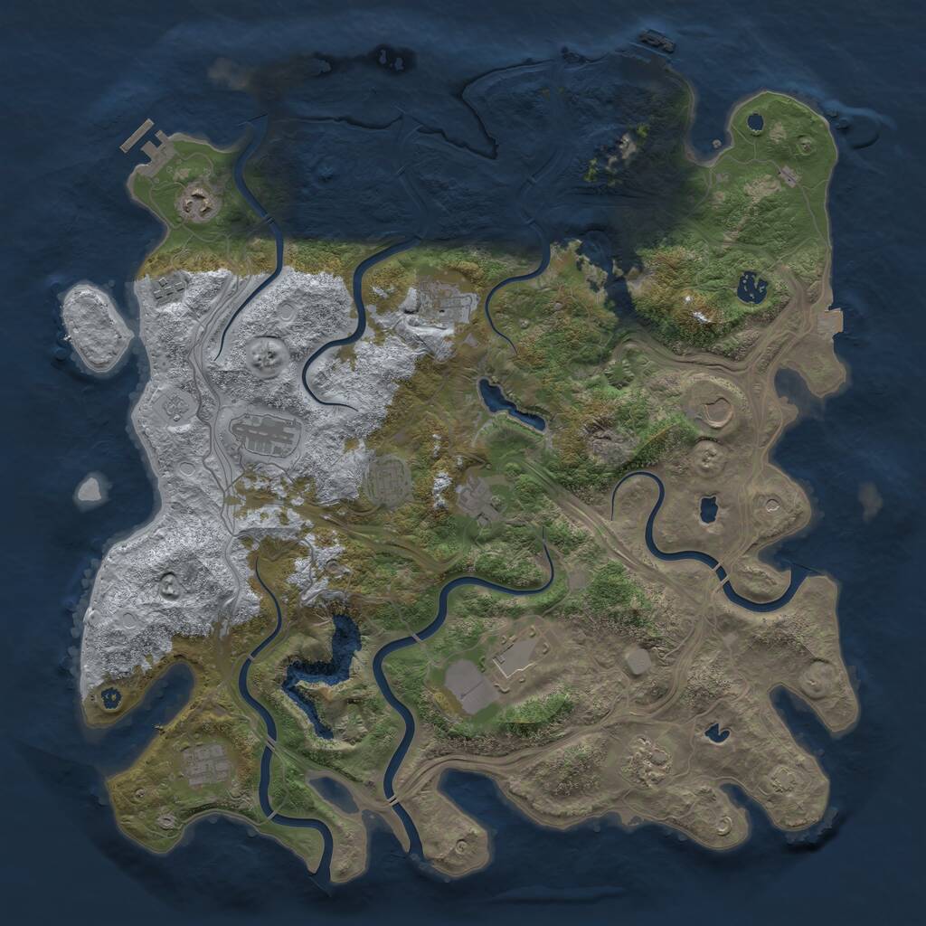Rust Map: Procedural Map, Size: 4500, Seed: 214602115, 17 Monuments