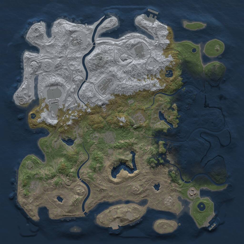 Rust Map: Procedural Map, Size: 4500, Seed: 1279416817, 16 Monuments