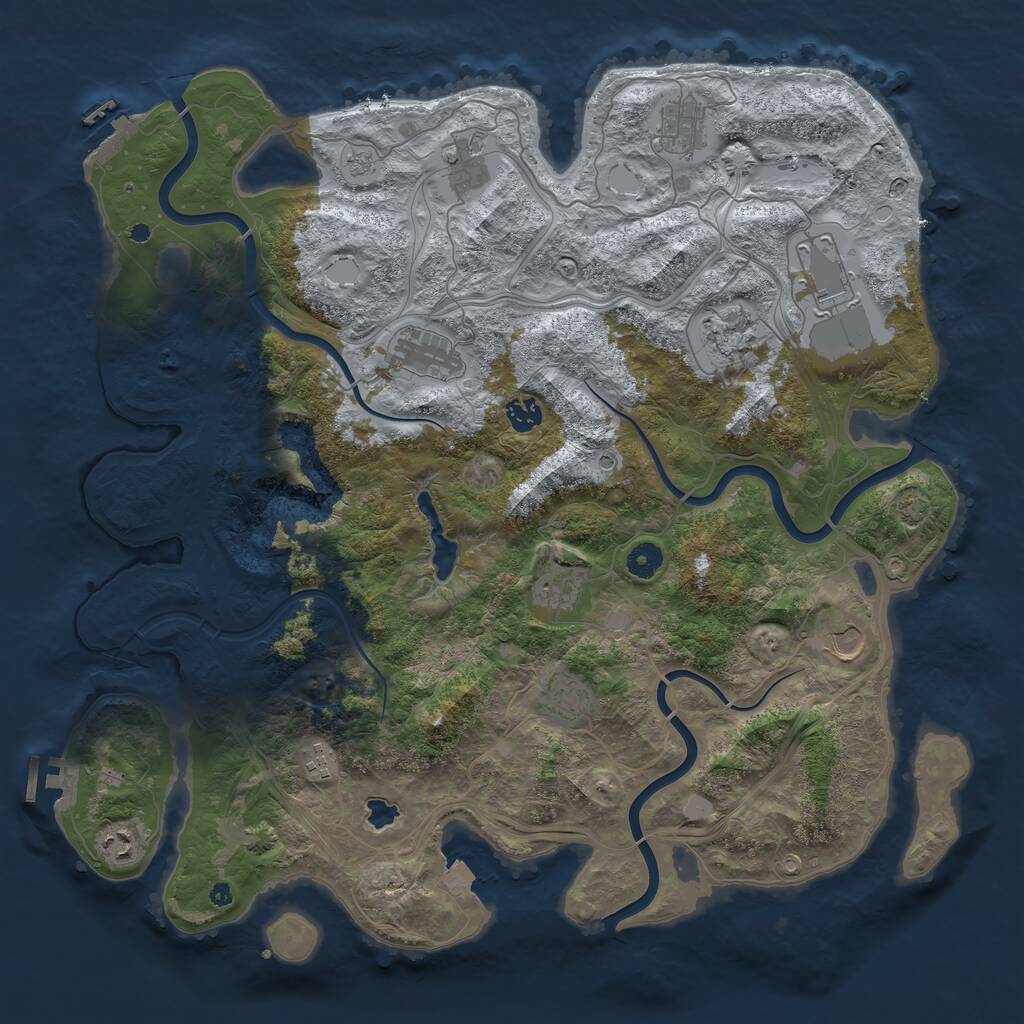 Rust Map: Procedural Map, Size: 4400, Seed: 9366888, 17 Monuments