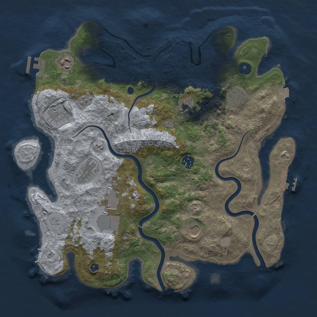 Rust Map: Procedural Map, Size: 3800, Seed: 412173561, 15 Monuments