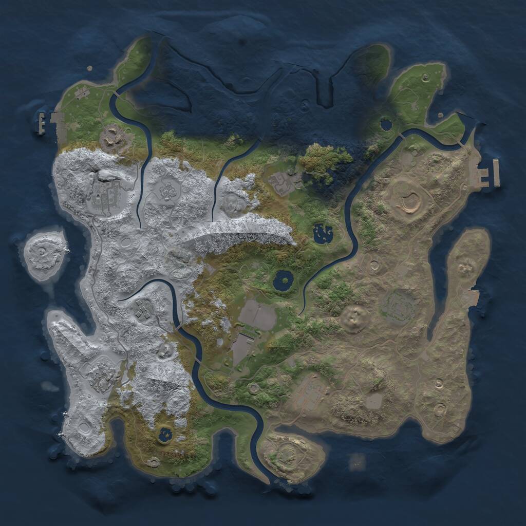 Rust Map: Procedural Map, Size: 3800, Seed: 412173561, 16 Monuments