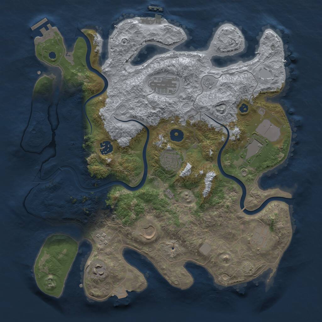 Rust Map: Procedural Map, Size: 3600, Seed: 1160624158, 14 Monuments