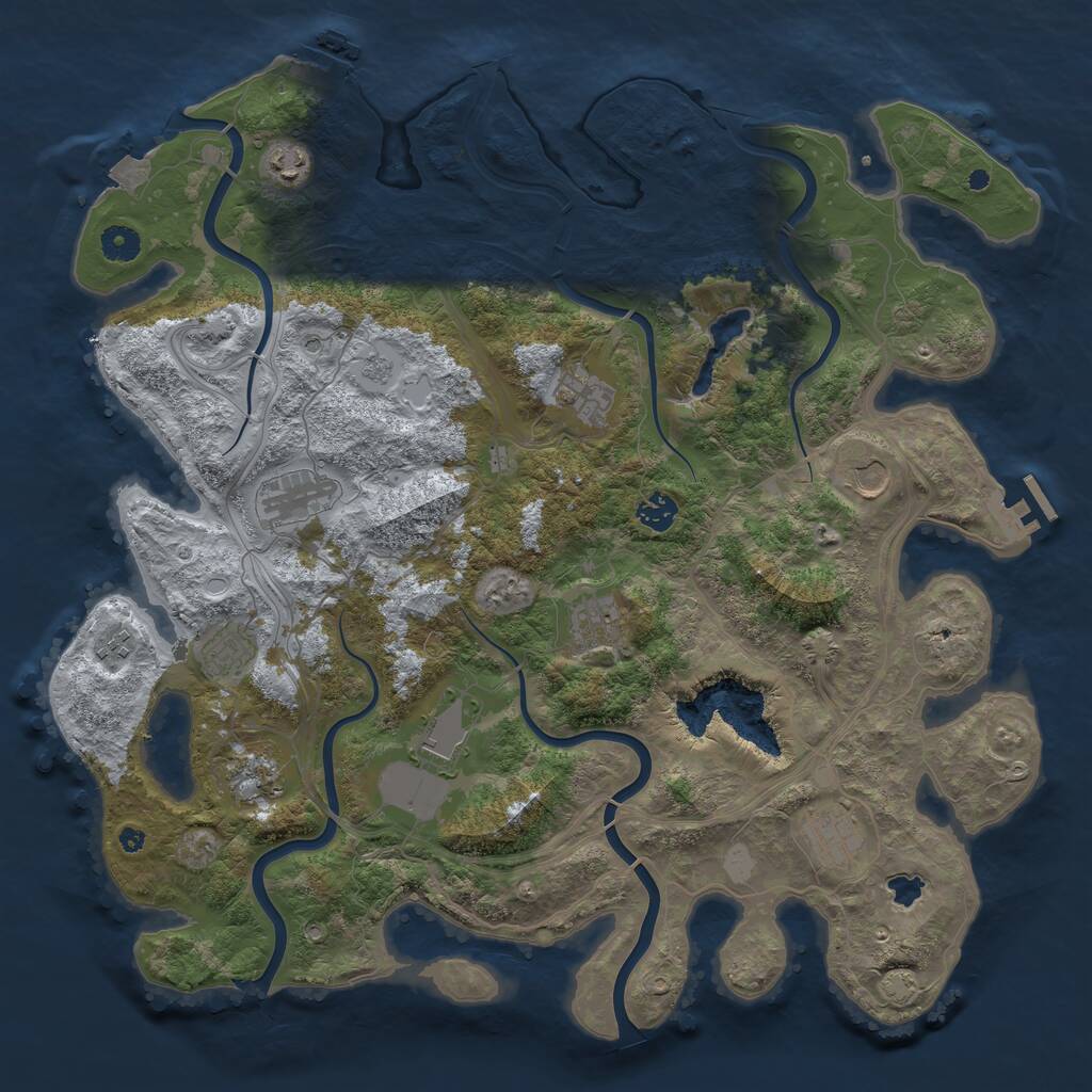 Rust Map: Procedural Map, Size: 4300, Seed: 492081864, 17 Monuments
