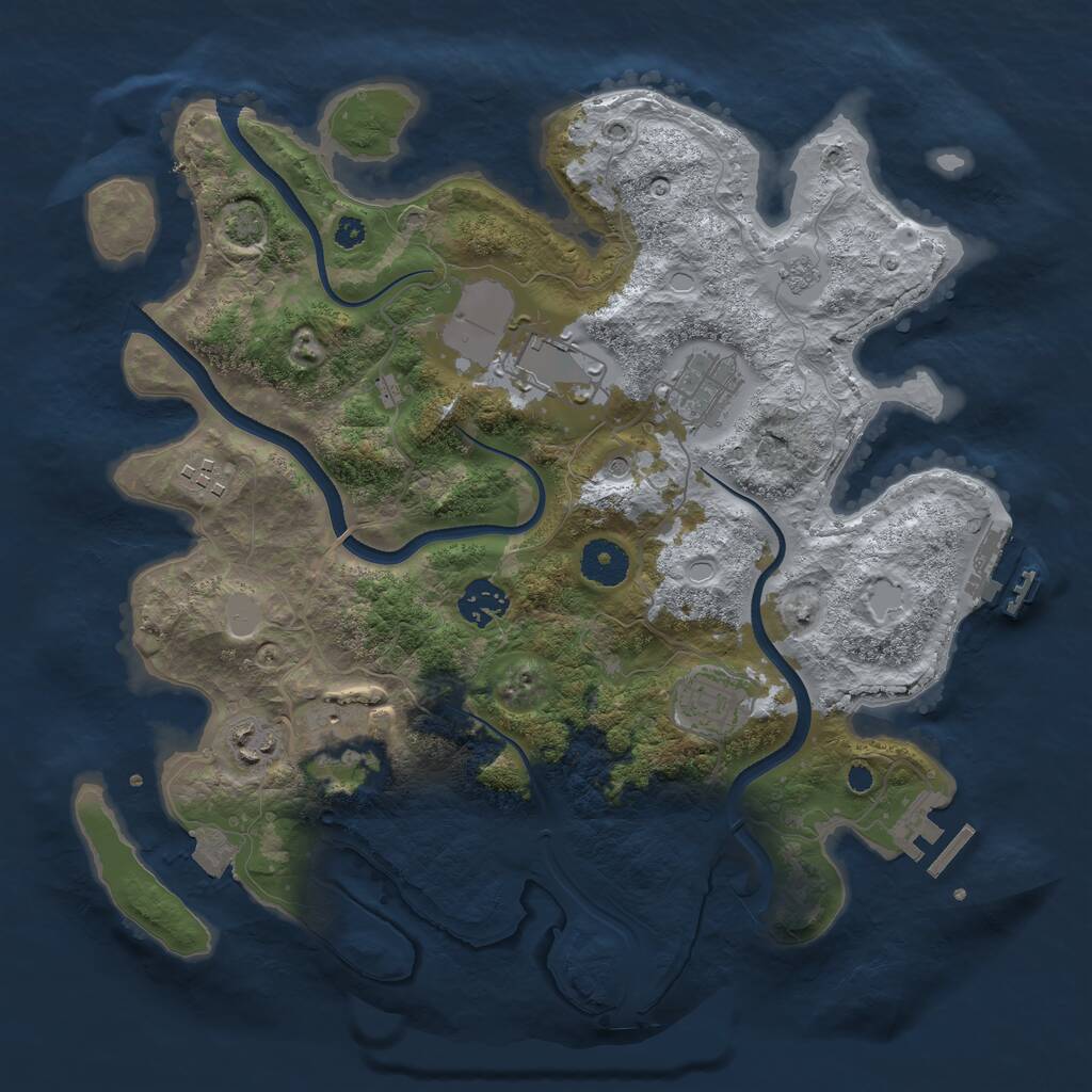 Rust Map: Procedural Map, Size: 3500, Seed: 1674478151, 13 Monuments