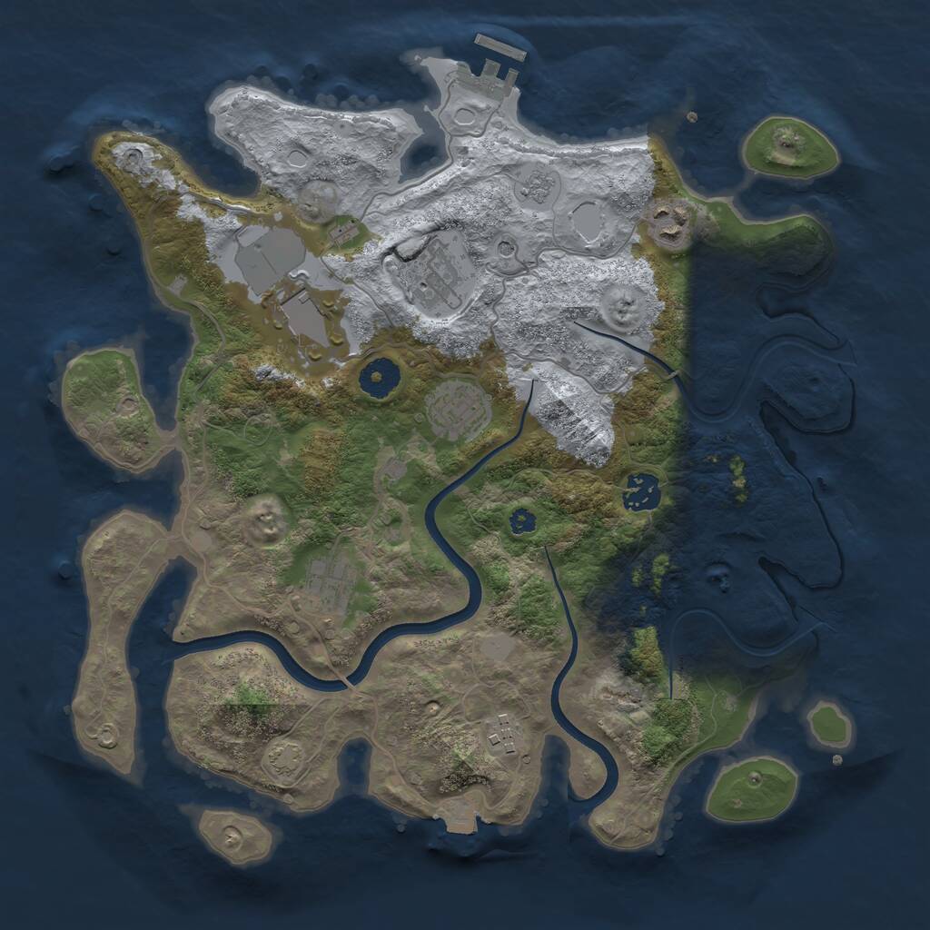 Rust Map: Procedural Map, Size: 3550, Seed: 107777903, 12 Monuments