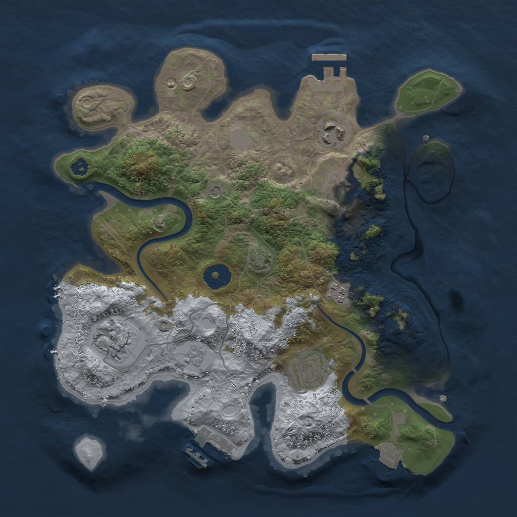 Rust Map: Procedural Map, Size: 3000, Seed: 1108638804, 11 Monuments