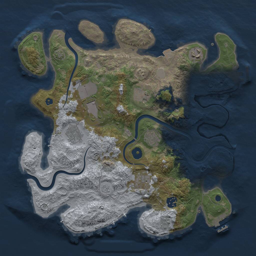 Rust Map: Procedural Map, Size: 3500, Seed: 1420486368, 14 Monuments