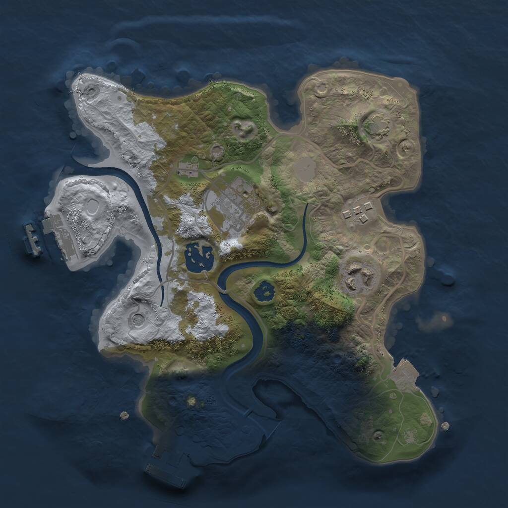 Rust Map: Procedural Map, Size: 2500, Seed: 974939470, 9 Monuments