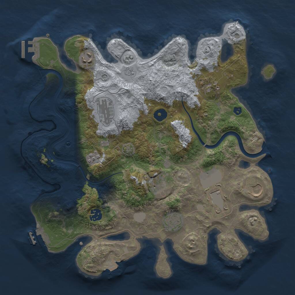 Rust Map: Procedural Map, Size: 3500, Seed: 1945992523, 15 Monuments