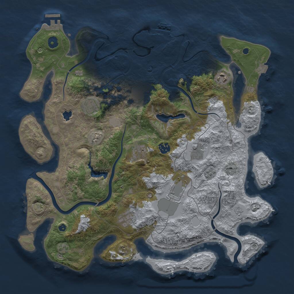 Rust Map: Procedural Map, Size: 4000, Seed: 1011600685, 15 Monuments