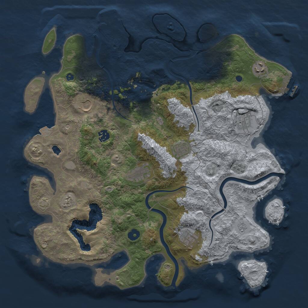 Rust Map: Procedural Map, Size: 4000, Seed: 122222222, 14 Monuments