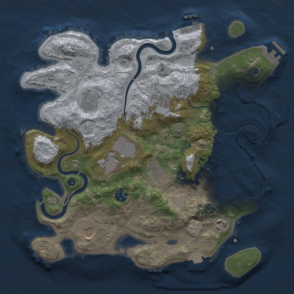 Rust Map: Procedural Map, Size: 3500, Seed: 282901882, 14 Monuments