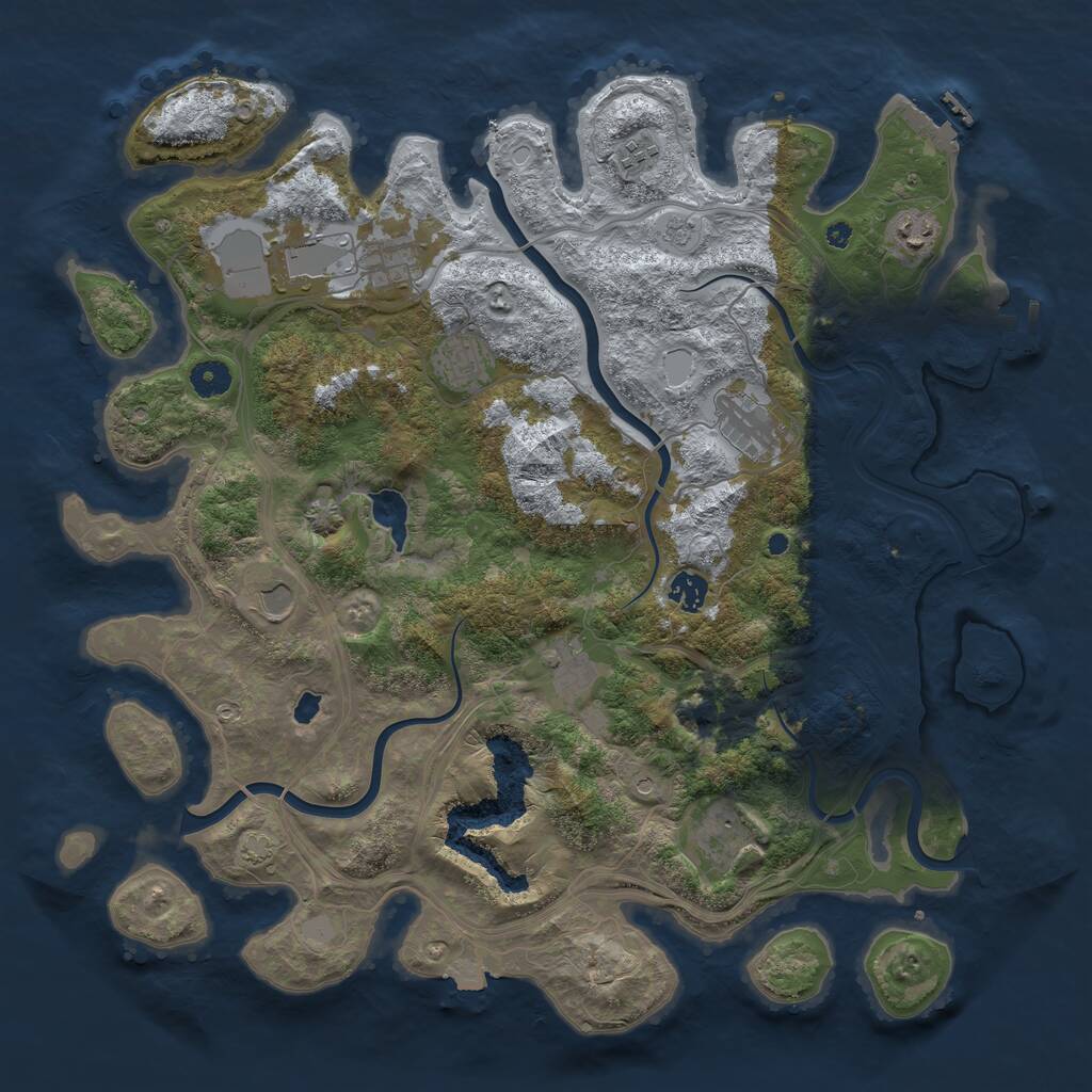 Rust Map: Procedural Map, Size: 4250, Seed: 500385081, 16 Monuments