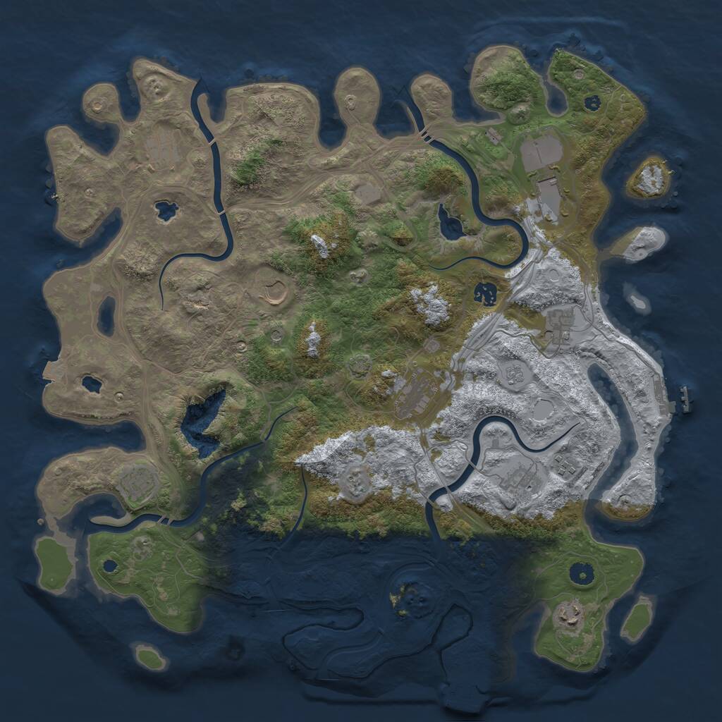 Rust Map: Procedural Map, Size: 4500, Seed: 240735398, 16 Monuments