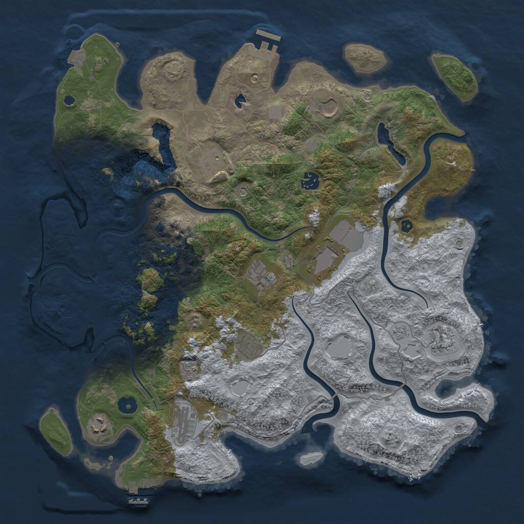 Rust Map: Procedural Map, Size: 4225, Seed: 98456, 16 Monuments