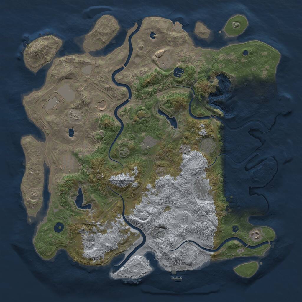 Rust Map: Procedural Map, Size: 4500, Seed: 2108788630, 17 Monuments