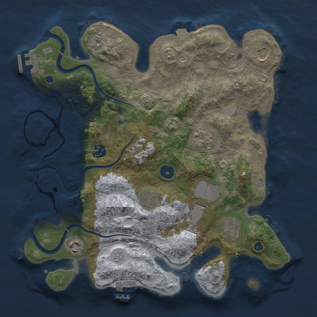 Rust Map: Procedural Map, Size: 3500, Seed: 45430, 14 Monuments