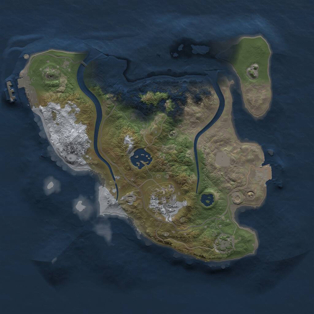 Rust Map: Procedural Map, Size: 2400, Seed: 460052, 5 Monuments