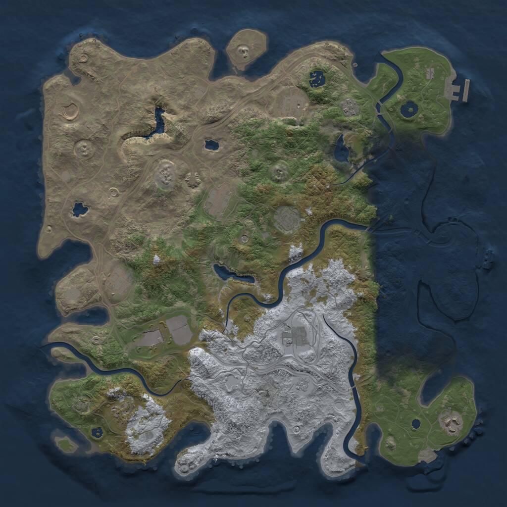 Rust Map: Procedural Map, Size: 4500, Seed: 299973349, 17 Monuments