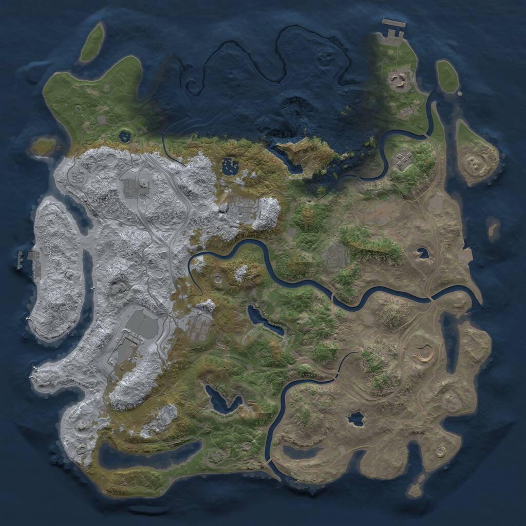 Rust Map: Procedural Map, Size: 4500, Seed: 199921607, 17 Monuments