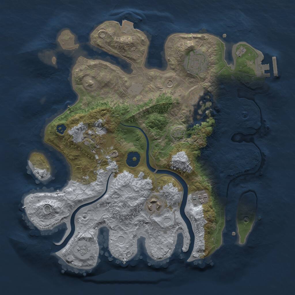 Rust Map: Procedural Map, Size: 3000, Seed: 1724, 10 Monuments