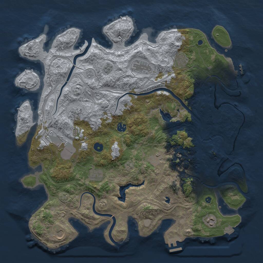 Rust Map: Procedural Map, Size: 4250, Seed: 1570704755, 16 Monuments