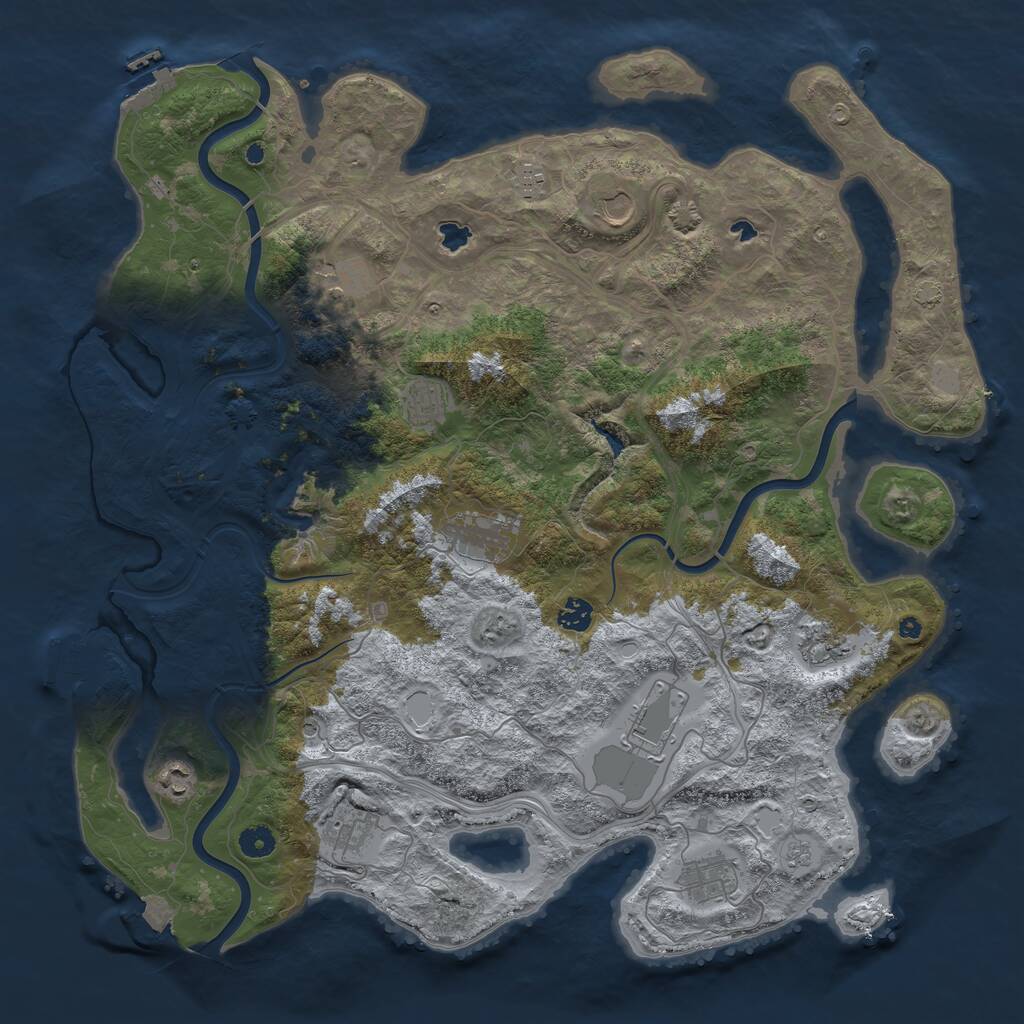 Rust Map: Procedural Map, Size: 4500, Seed: 381525699, 17 Monuments