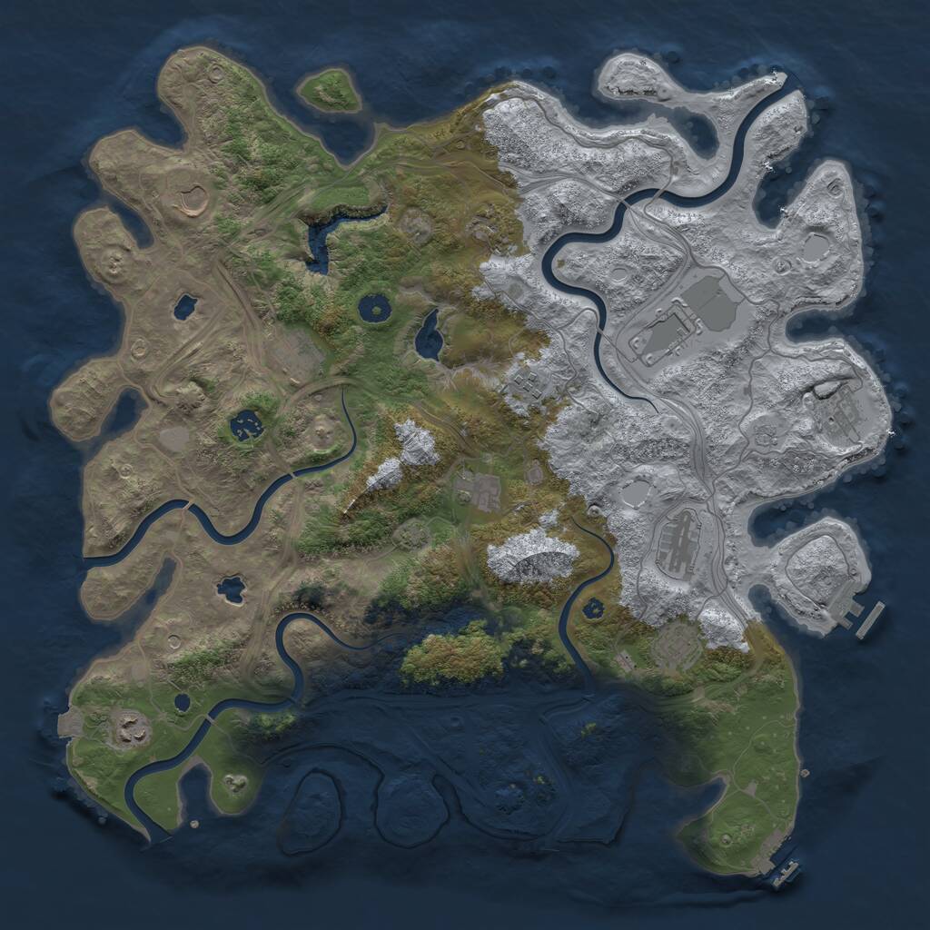 Rust Map: Procedural Map, Size: 4500, Seed: 921301469, 17 Monuments