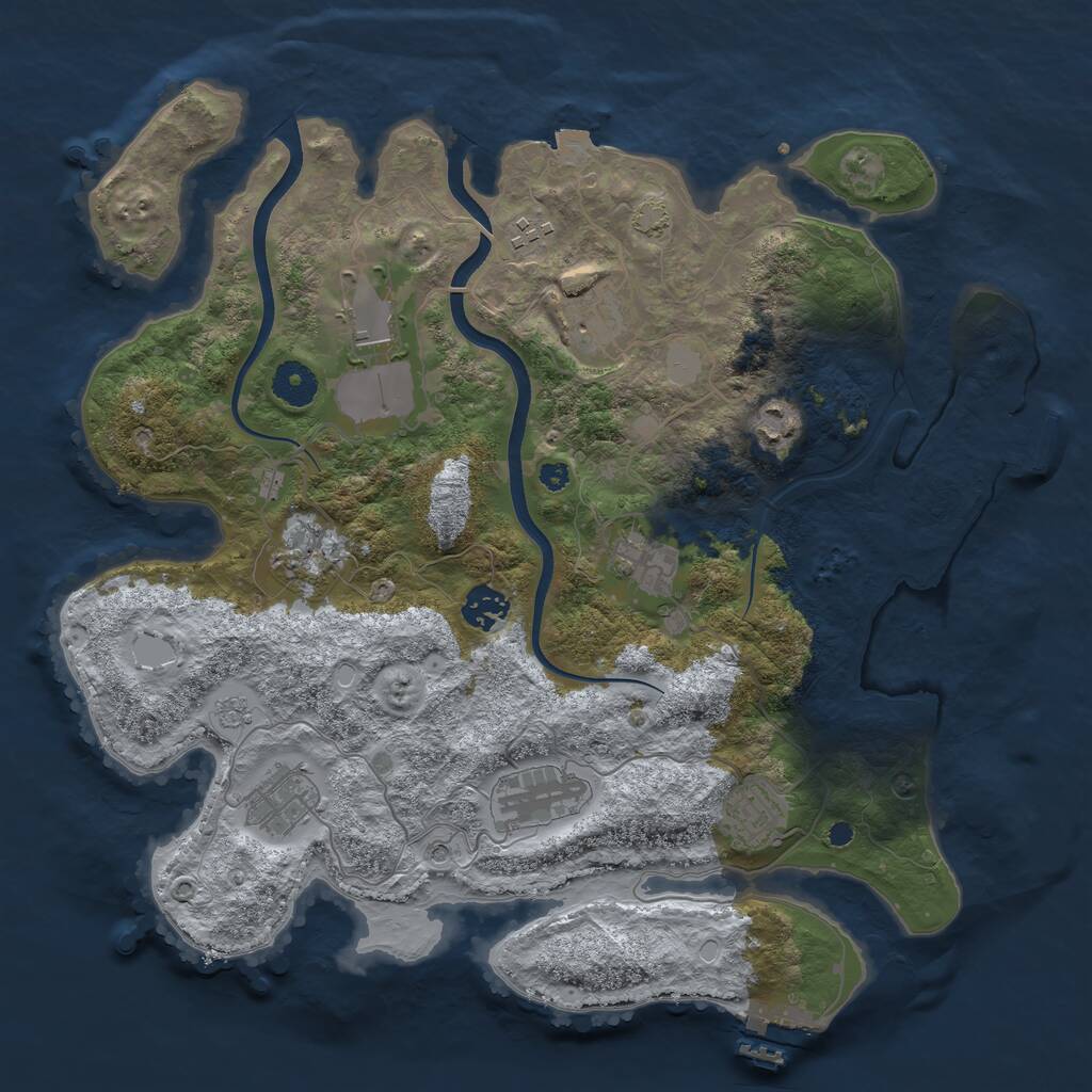 Rust Map: Procedural Map, Size: 3700, Seed: 1151836915, 16 Monuments