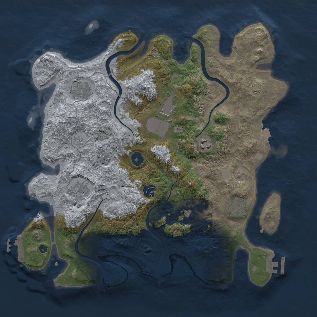 Rust Map: Procedural Map, Size: 3750, Seed: 90964072, 14 Monuments
