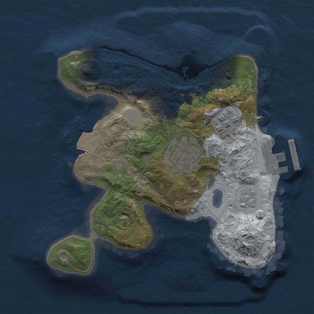 Rust Map: Procedural Map, Size: 2000, Seed: 1275817769, 5 Monuments