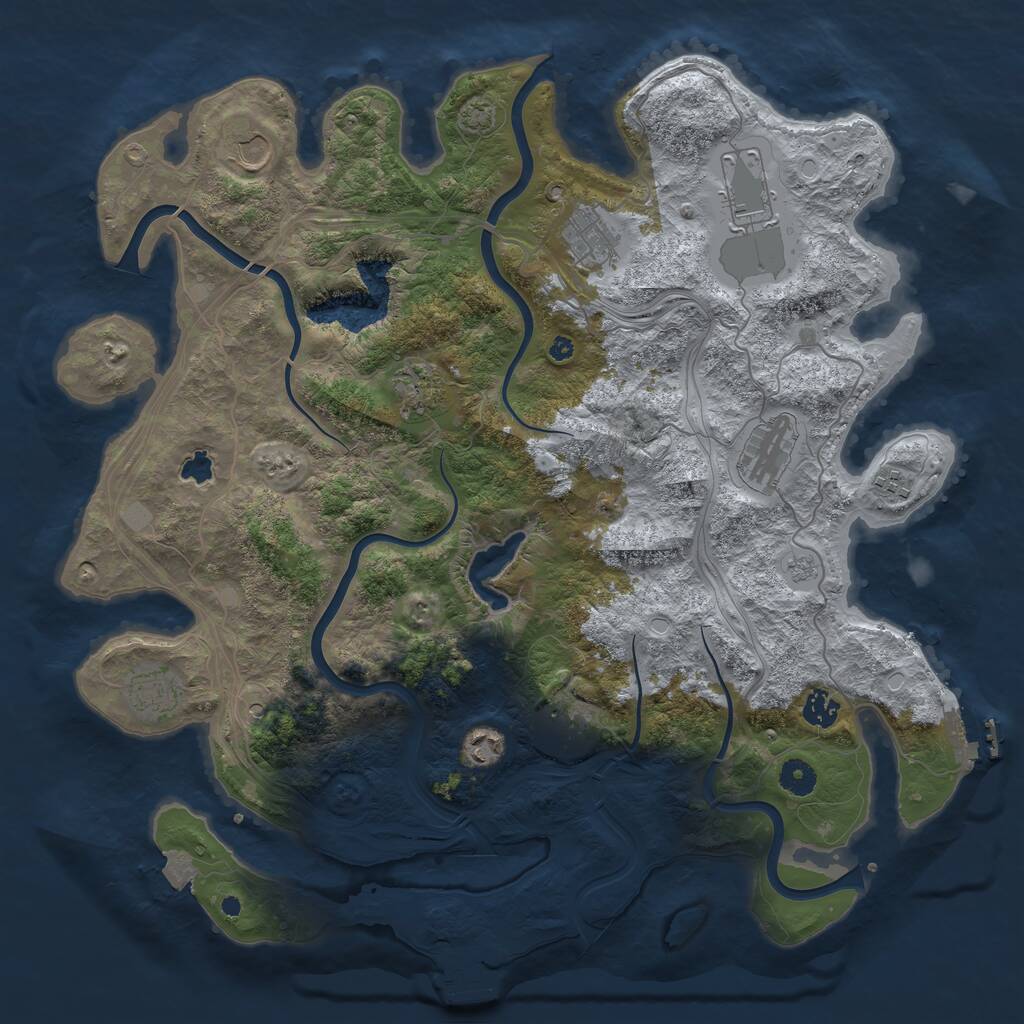 Rust Map: Procedural Map, Size: 4250, Seed: 458266, 16 Monuments