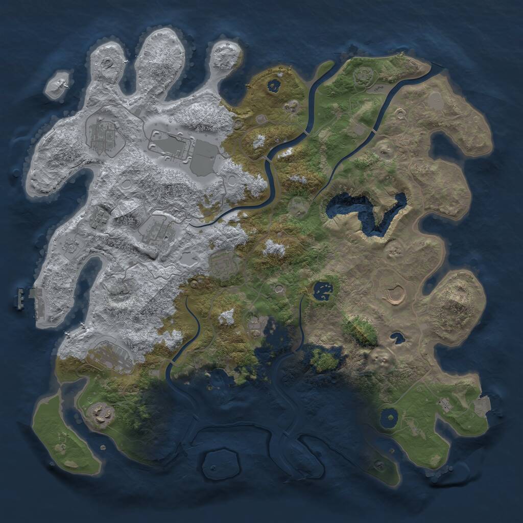 Rust Map: Procedural Map, Size: 4000, Seed: 68722402, 15 Monuments