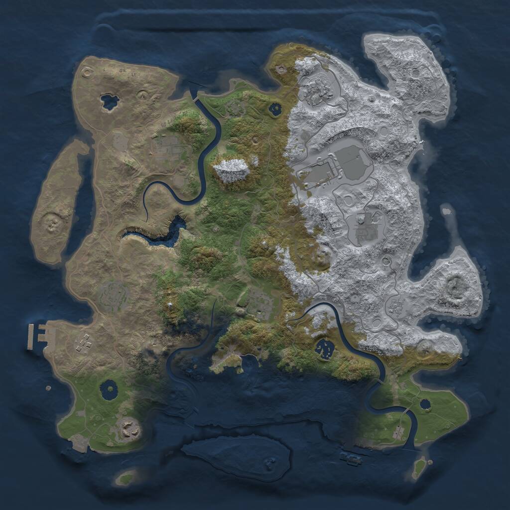 Rust Map: Procedural Map, Size: 4000, Seed: 791346825, 15 Monuments