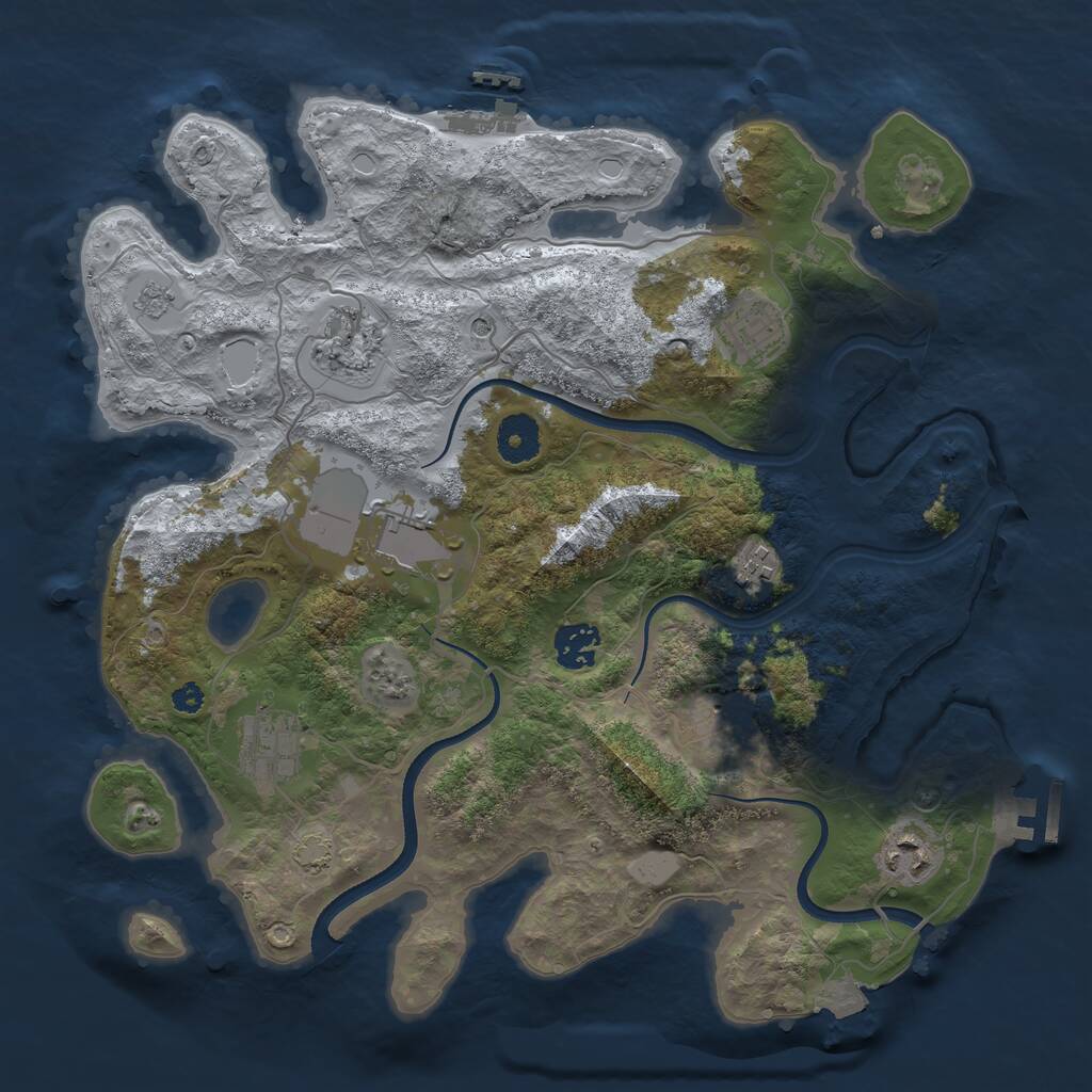 Rust Map: Procedural Map, Size: 3500, Seed: 1338551145, 14 Monuments