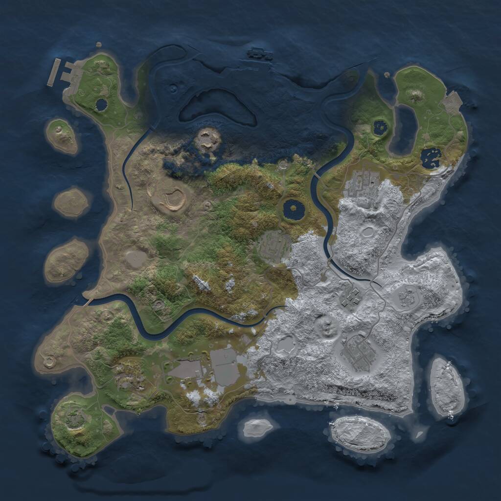 Rust Map: Procedural Map, Size: 3500, Seed: 1457179843, 15 Monuments